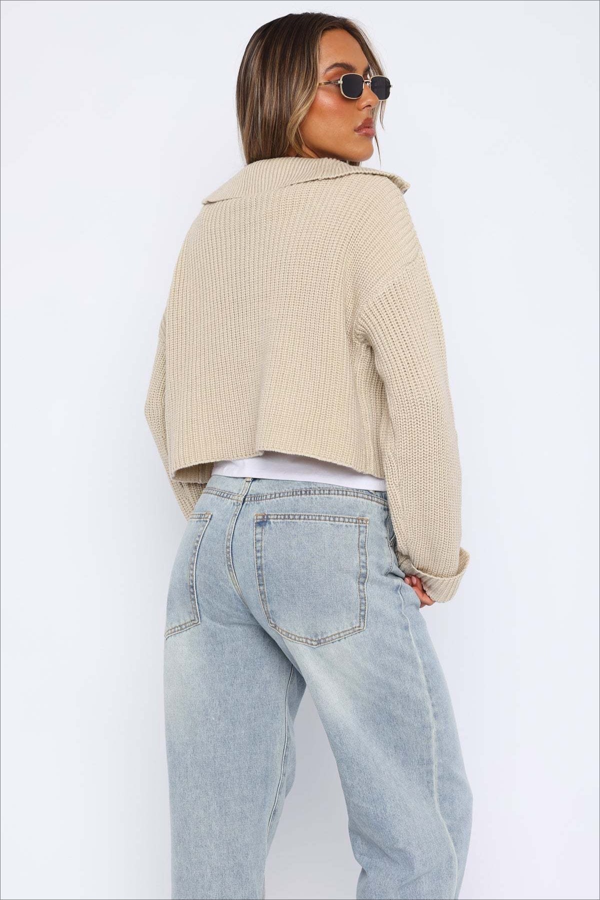 Zip Neck Knit Sweater