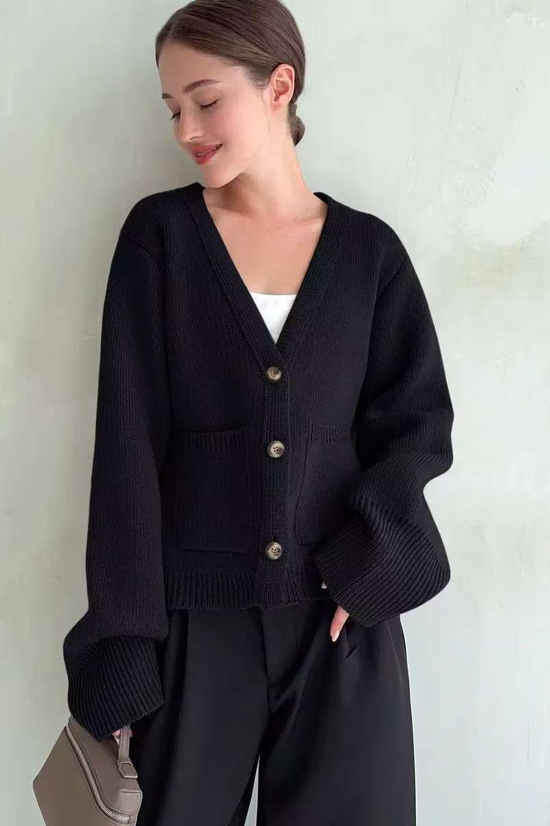 V Neck Pocket Detail Cardigan