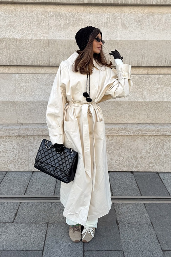 Hepburn Elegant Waist Tied Long Slim Minimalist Overcoat