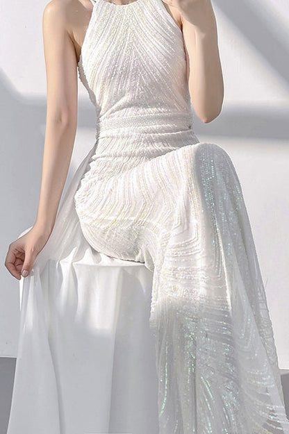 Halter Sequin Mermaid Maxi Dress