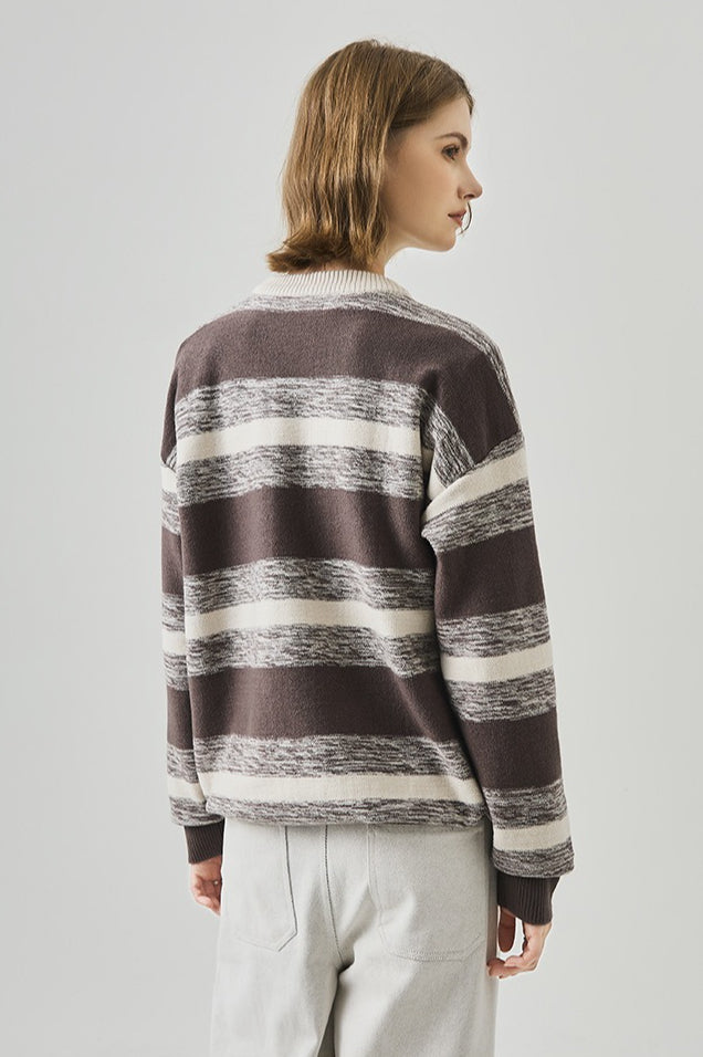 Loose Fit Round Neck Striped Sweater