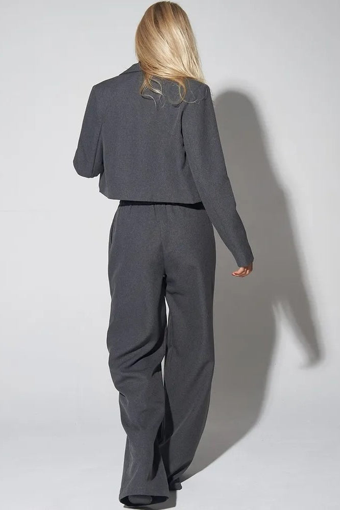 Cropped Fitted Two Piece Blazer Pants Set