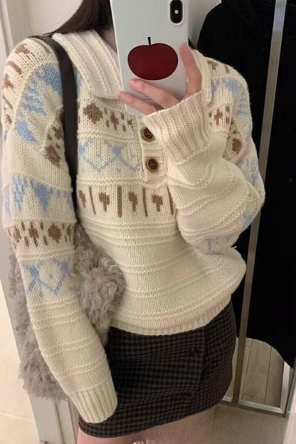 Loose Fit Fair Isle Knit Sweater