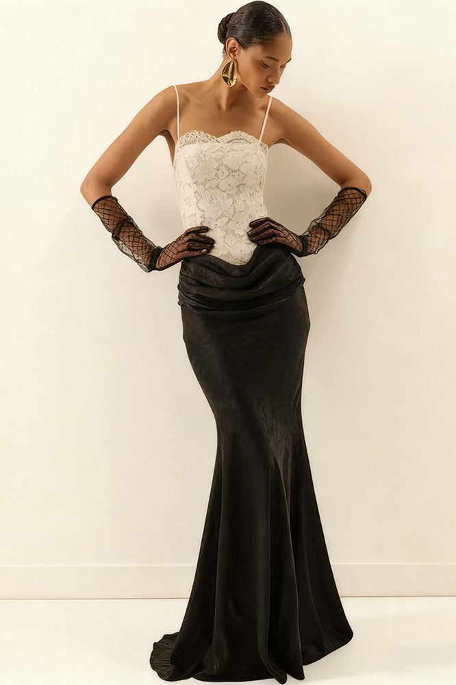 Lace Satin Mermaid Prom Dress
