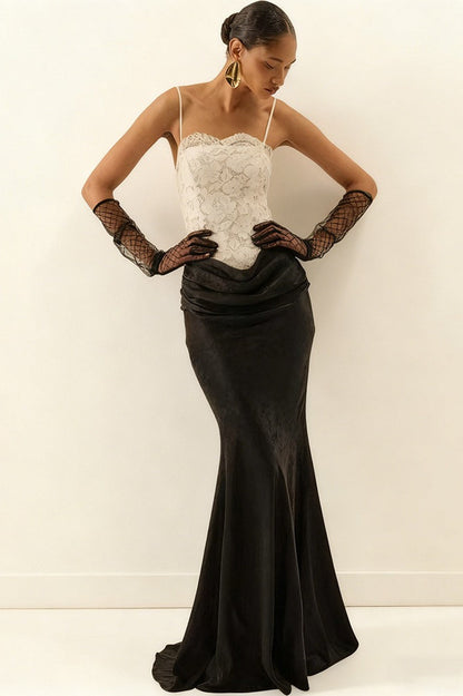 Lace Satin Mermaid Prom Dress