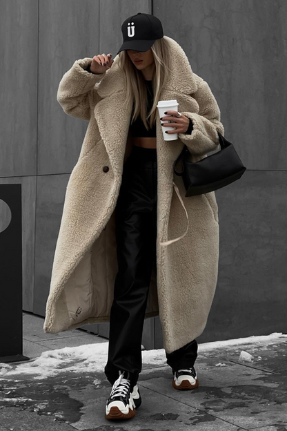 Extended Sherpa Fleece Warm Fuzzy Overcoat