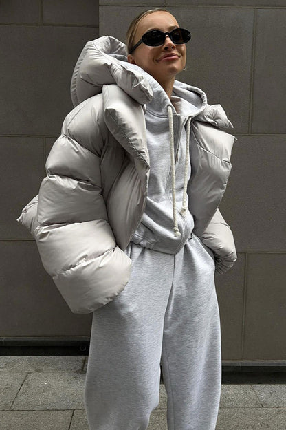 Hooded Cropped Puffer Coat