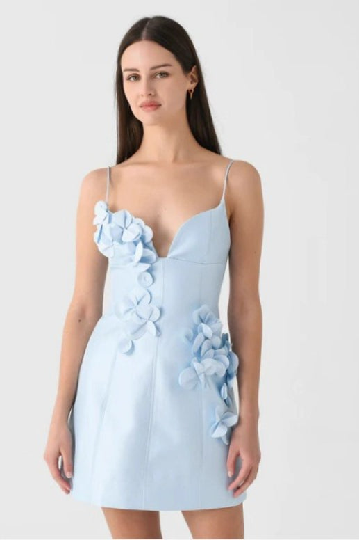 Floral Strapless Backless Mini Graduation Party Dress