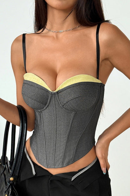 Paneled Corset Lace Up Chic Cotton Tube Top
