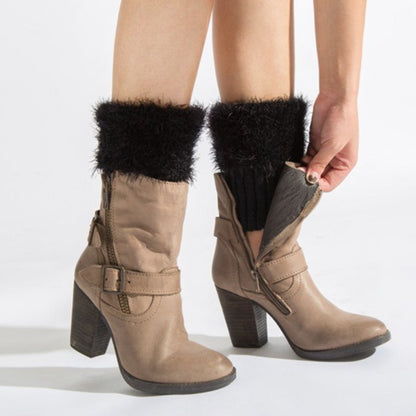 Short Feather Yarn Foldover Boot Cuffs