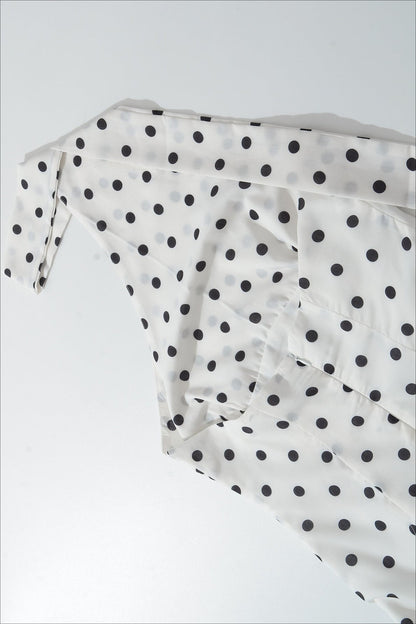 Polka Dot Halter Ruffle Hem Mini Dress