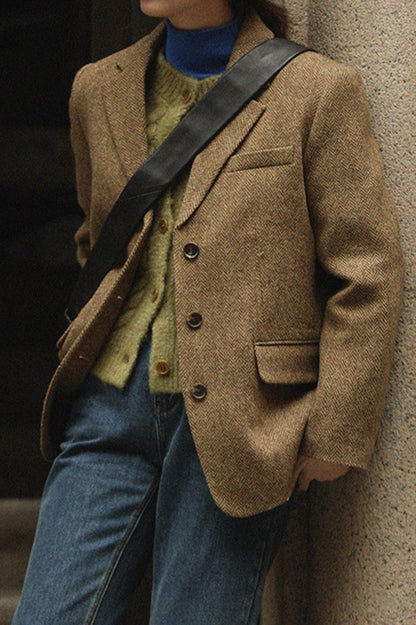 Wool Blend Single Breasted Blazer
