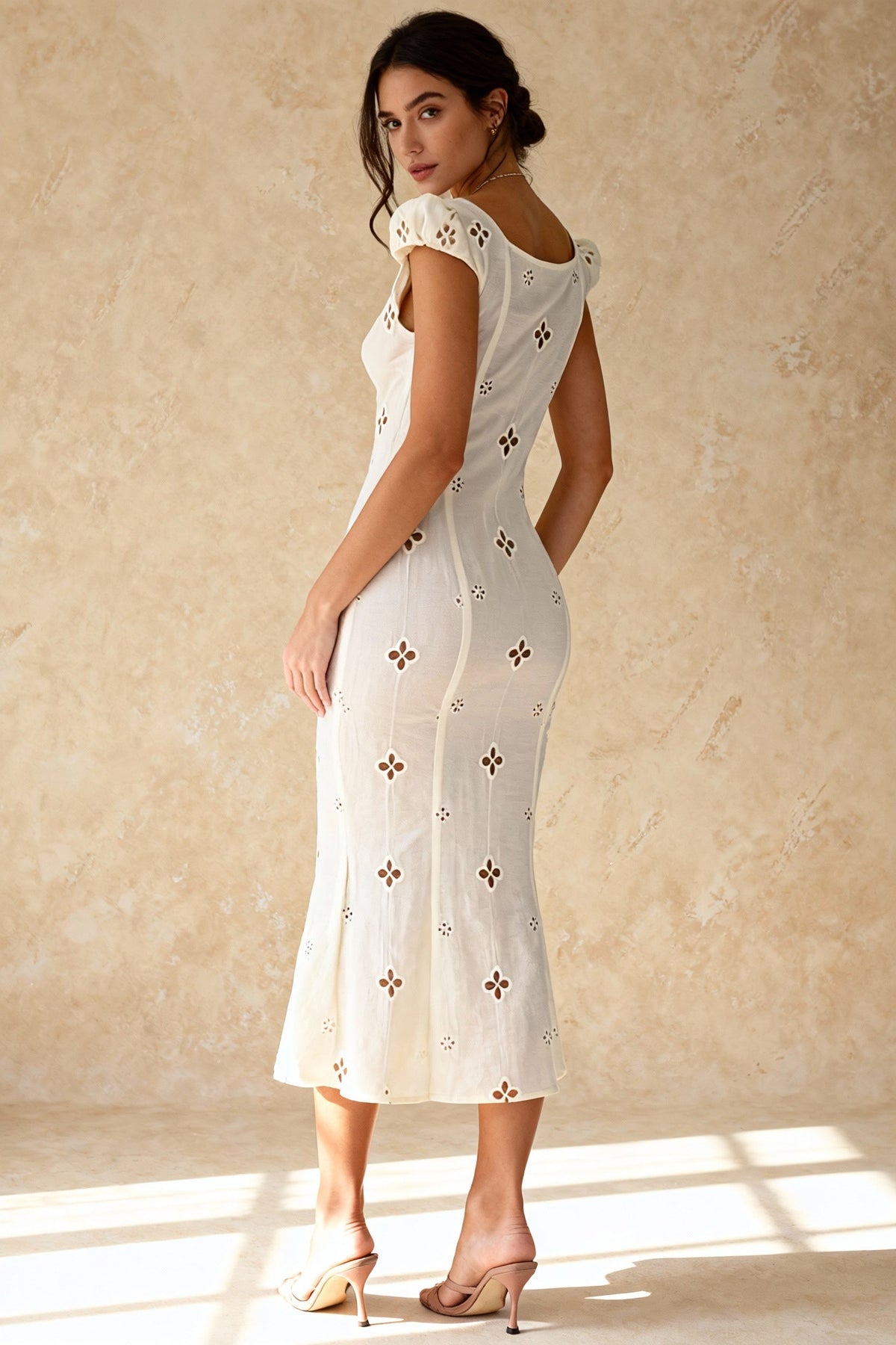 High Waist e Beachwear Bodycon Hollow Out Sundress