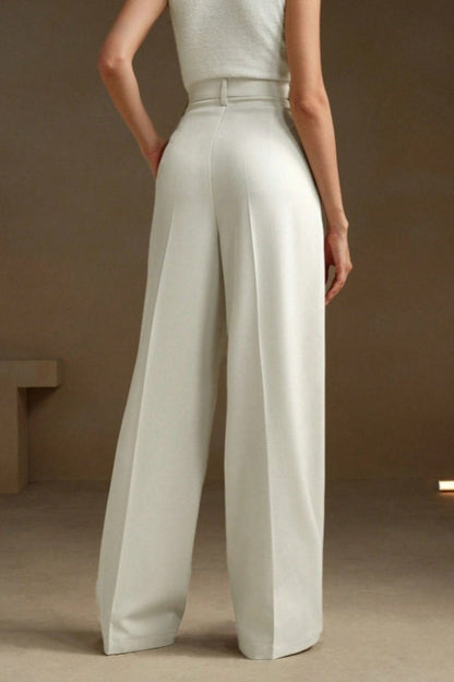 High Waist Fluid Long Straight Pants