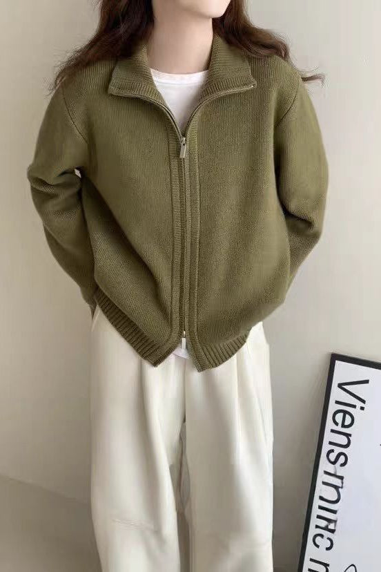 High Neck Double Zip Sweater