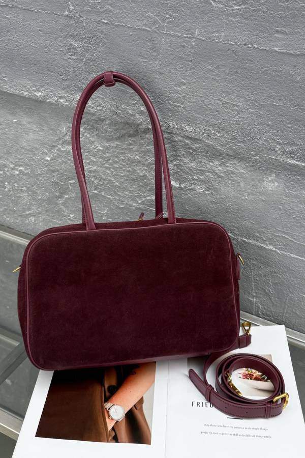 Retro multi-colored suede handbag