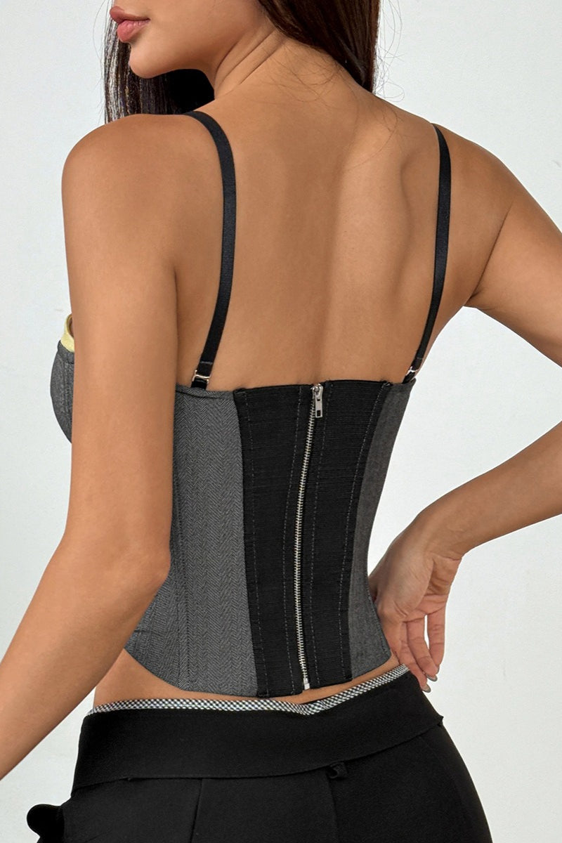 Paneled Corset Lace Up Chic Cotton Tube Top