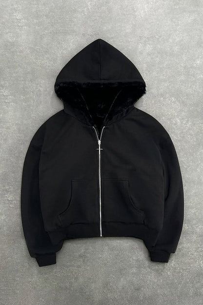 Reversible Leopard Lined Zip Up Hoodie