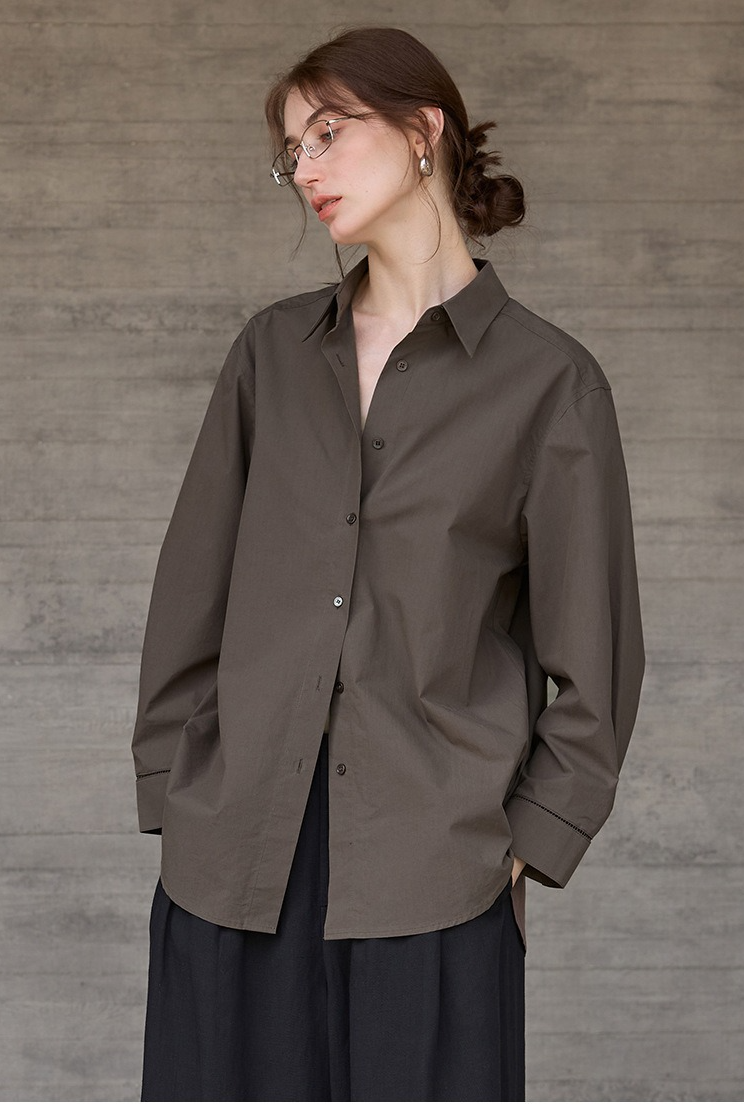 Premium Cotton White Oversized Collared Long Sleeve Blouse