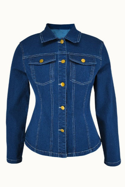 Fitted Long Sleeve Denim Jacket