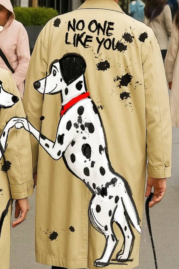 Collared Dog Print Couple Jacket