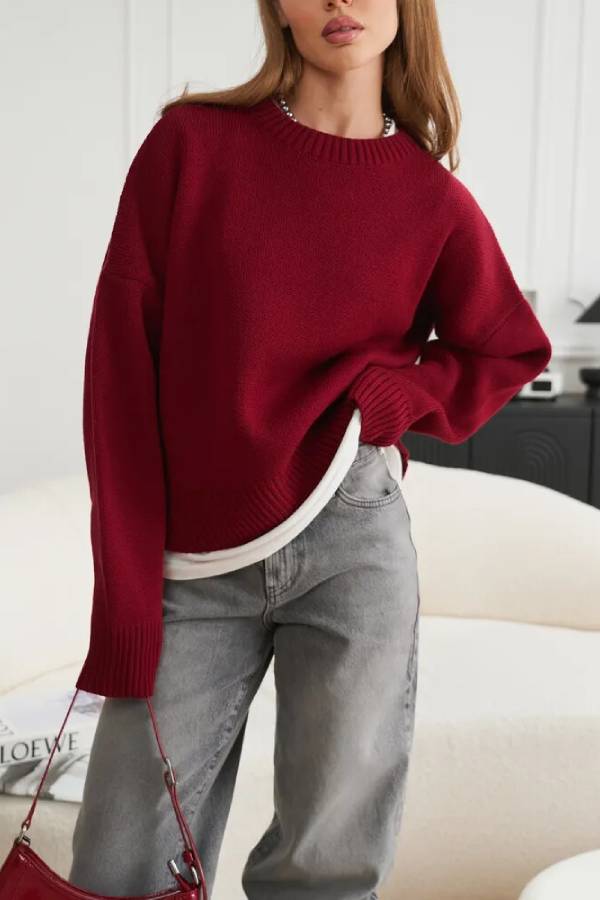 Loose-fitting casual long-sleeved top