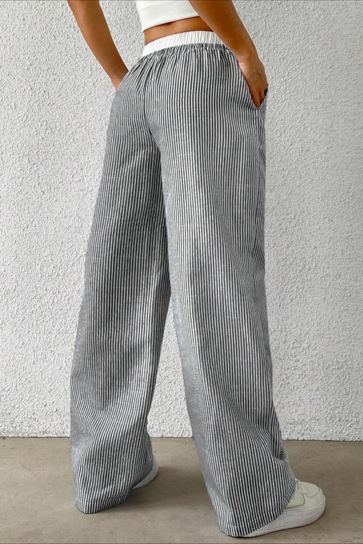 Stripe Plaid Pattern Knit Pants