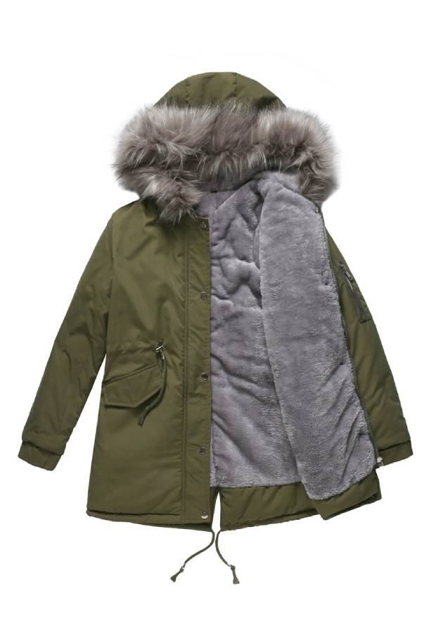 Hooded winter warm fleece coat with cotton padded jacket