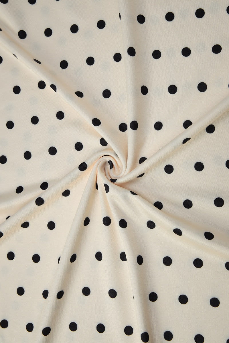 Polka Dot V Neck Tie Slim Midi Skirt Set
