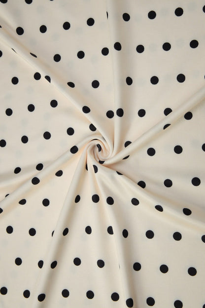 Polka Dot V Neck Tie Slim Midi Skirt Set
