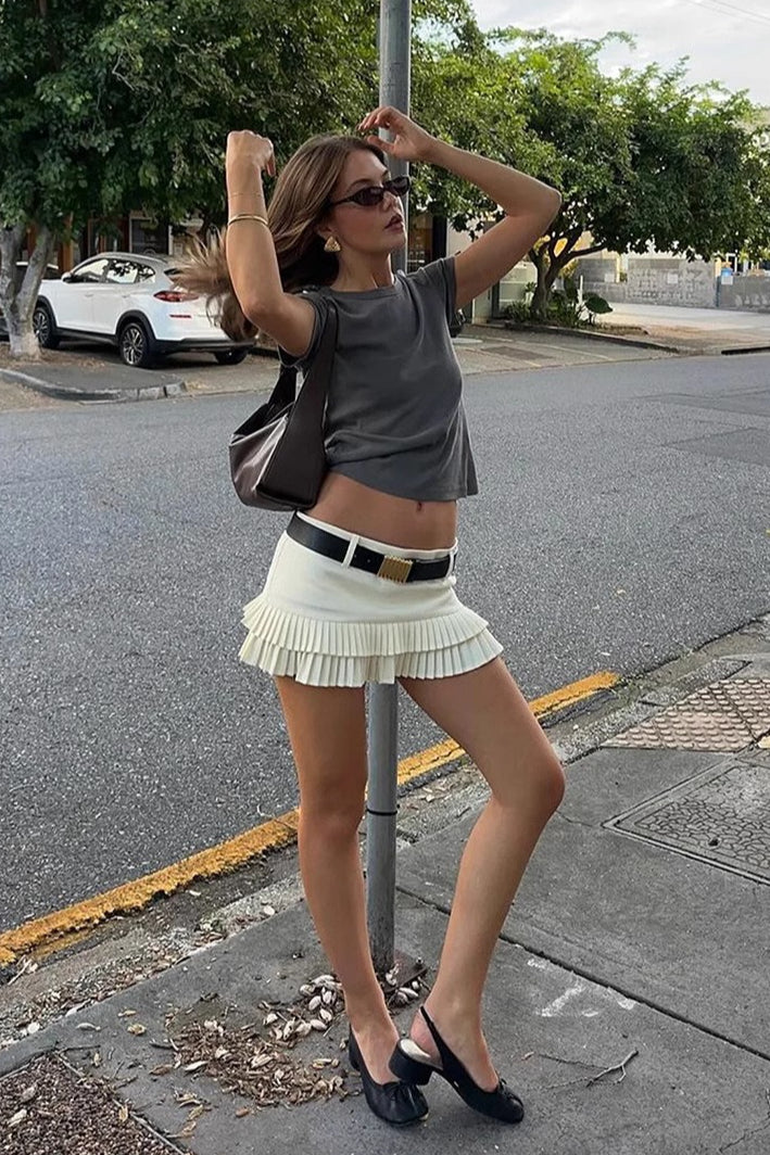 Vintage Inspired Low Waist Pleated Skirt