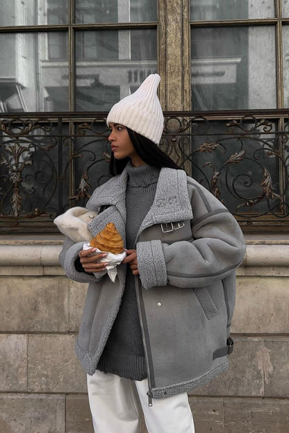 Sherpa Lined Motorcycle Style Coat