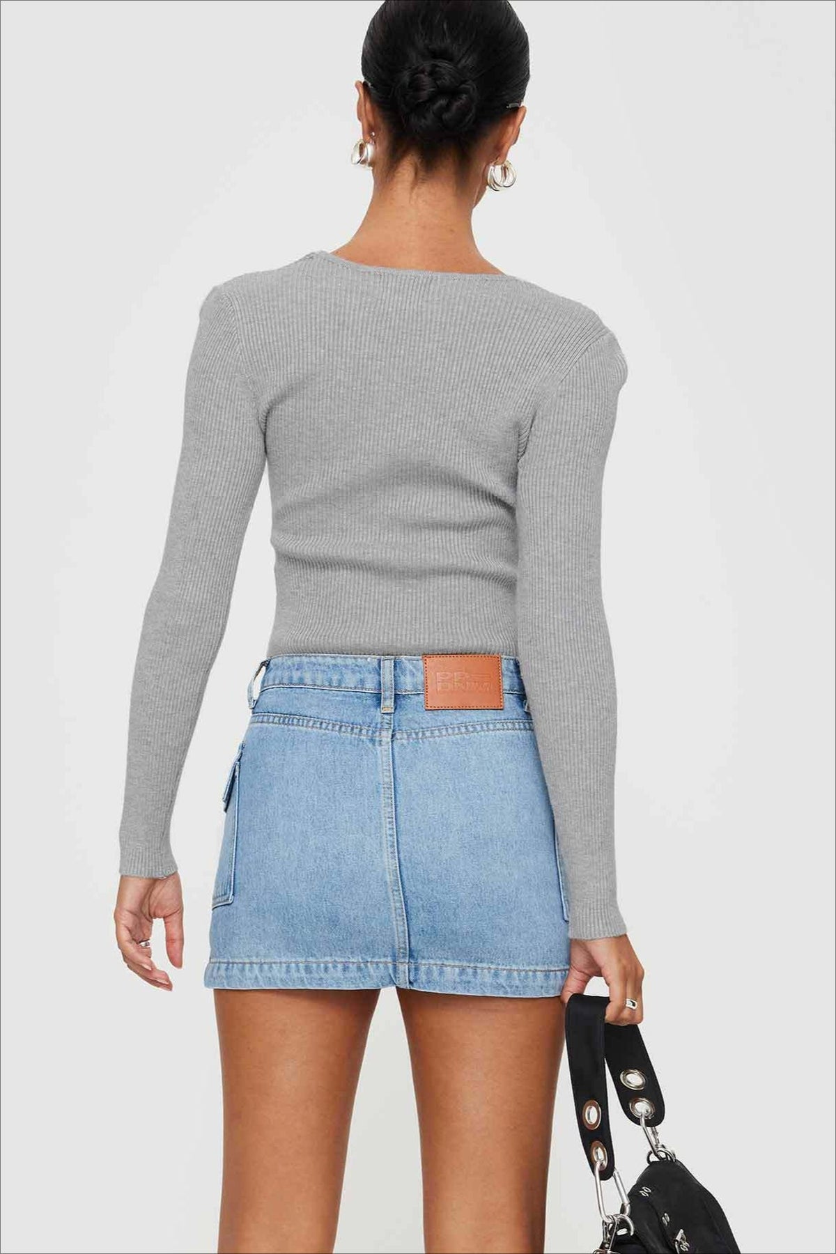 Slim Fit Low Waist Denim Mini Skirt