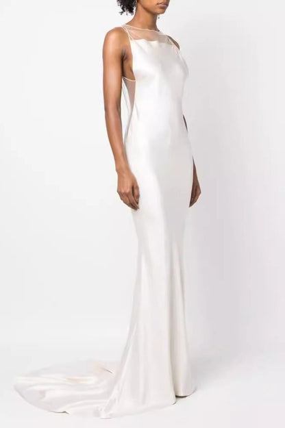 Corset Strapless Open Back Reception Dress