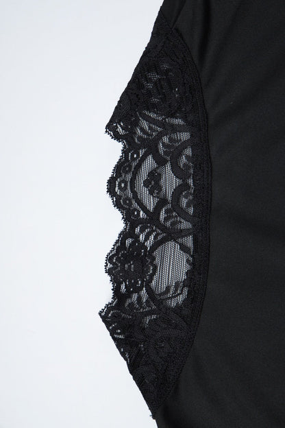Lace Hollow Out Button Waist Cinched Sleeveless Blouse