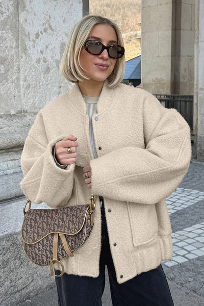 Loop Knit Stand Collar Coat