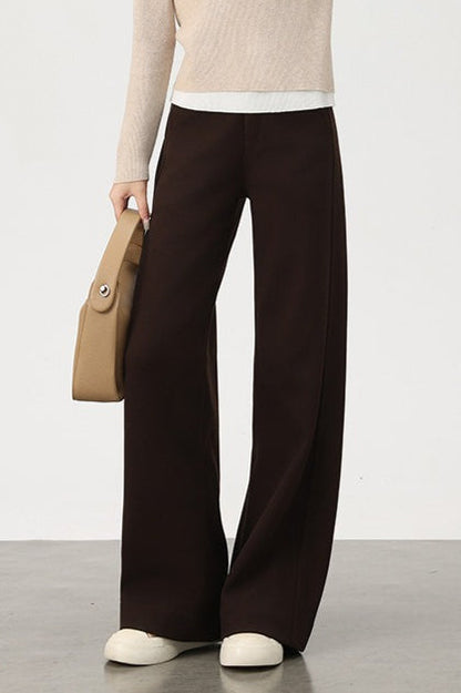 Fleece Lined Wool Blend Knit Pants