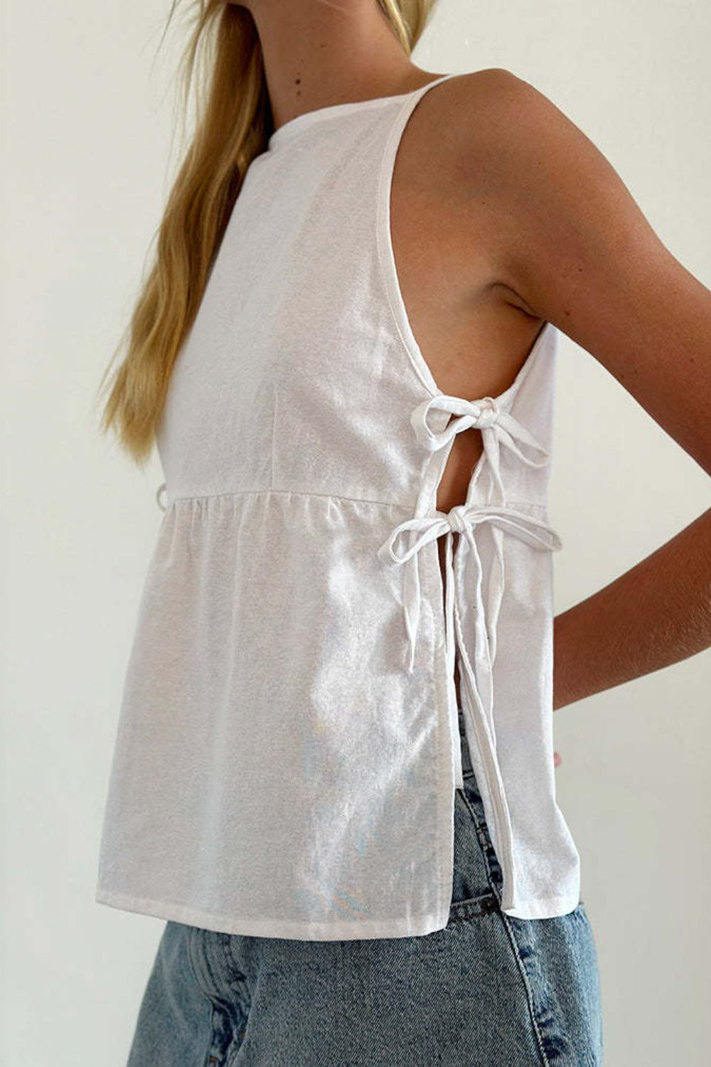 Minimalist Side Tie Solid Tank Top