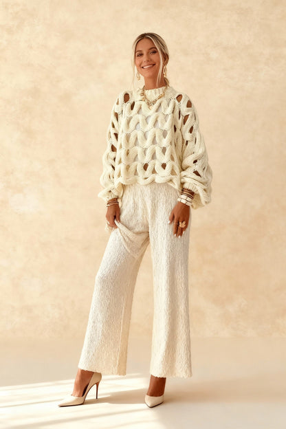 Crochet Knit Hollow Out Pullover Sweater