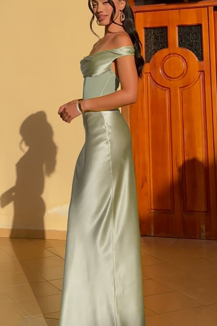 Off Shoulder Sheer Bodycon Maxi Graduation Party Dress