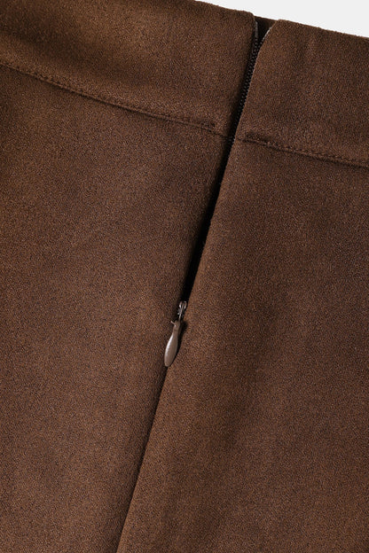 Solid Suede Bodycon Mini Skirt