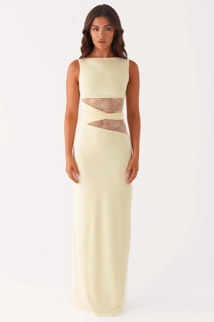 Cut Out Lace Panel Sleeveless Bodycon Dress