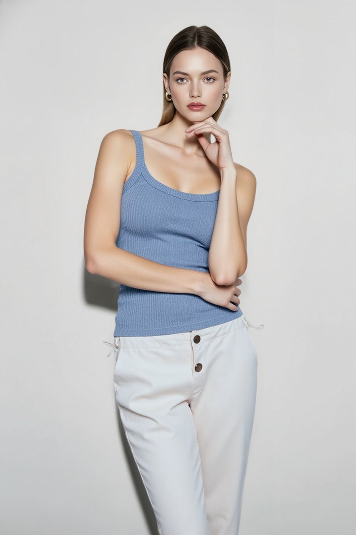 Sleeveless Strap Ribbed Causal Cropped Top Summer Solid O-neck Slim Fit Exposed Navel Mini Vest 2024 Crop Top