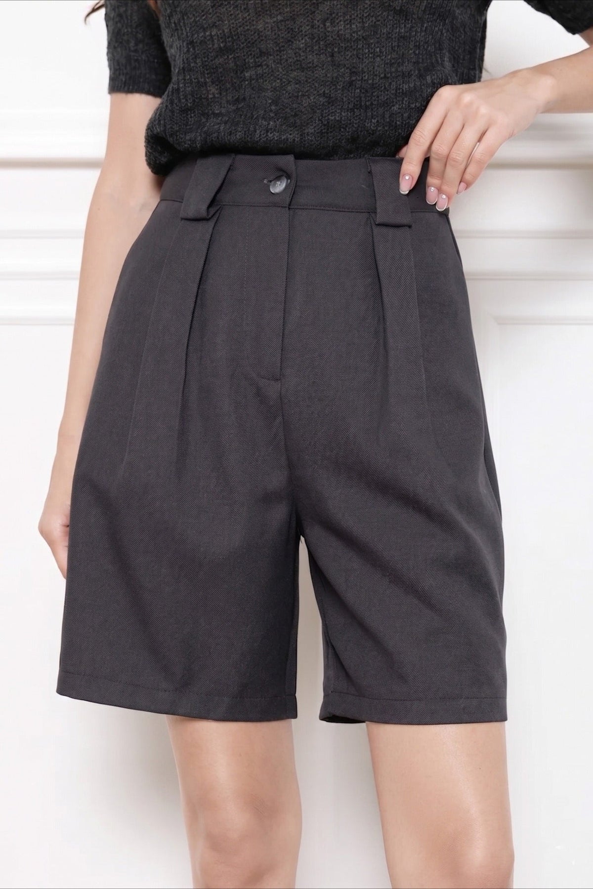 High Waist Minimalist Casual Tailored Shorts