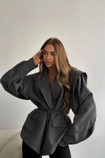 Long Sleeve Lace-up Office Blazer