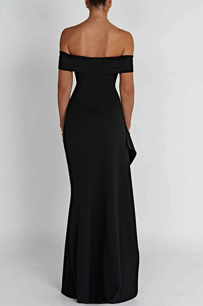 Off Shoulder Slit Party Formal Dress