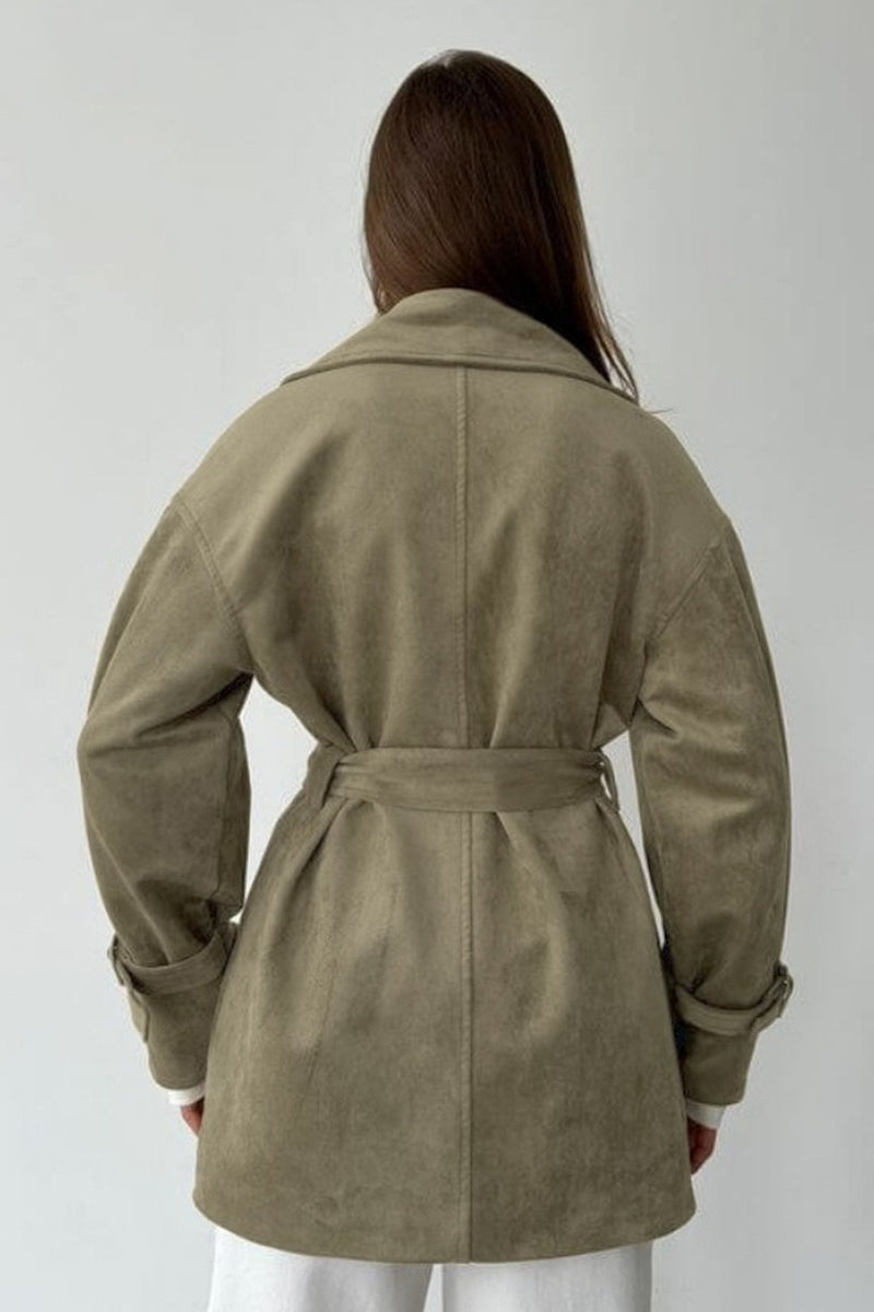Vintage Suede Notch Collar Coat