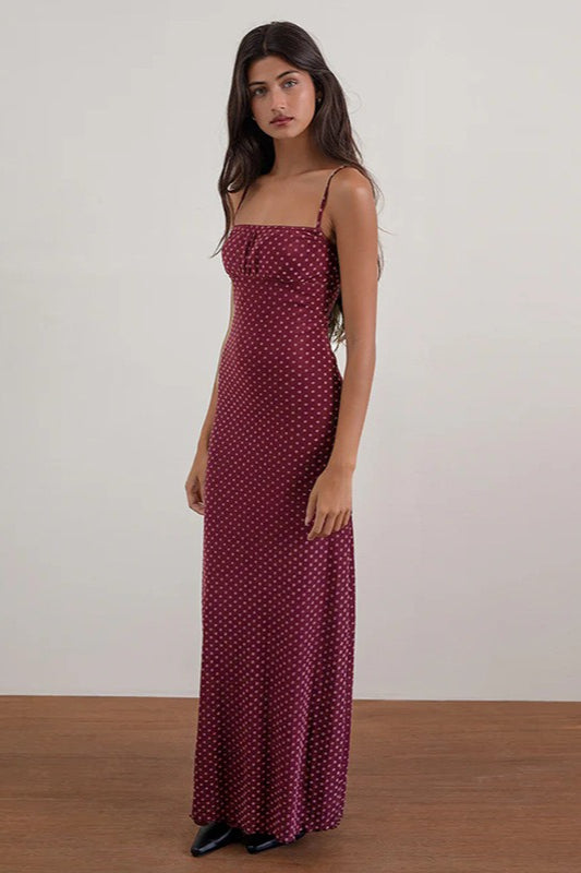 Backless Polka Dot Cami Maxi Dress