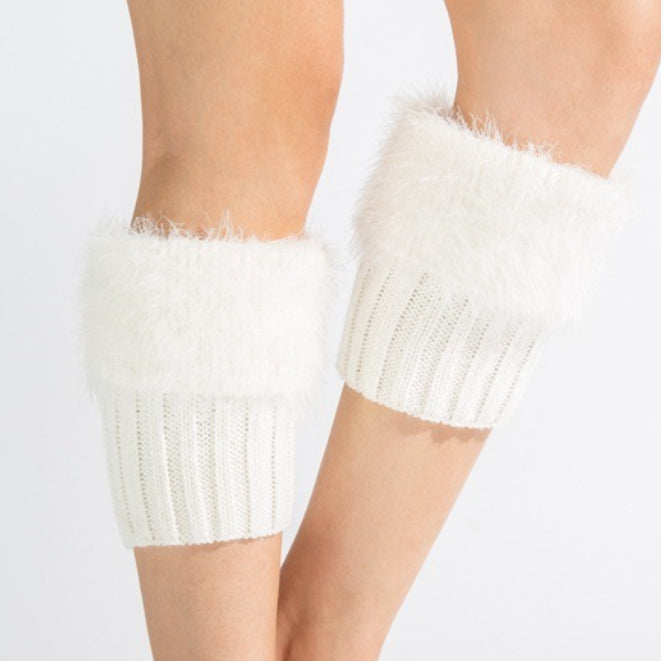 Short Feather Yarn Foldover Boot Cuffs