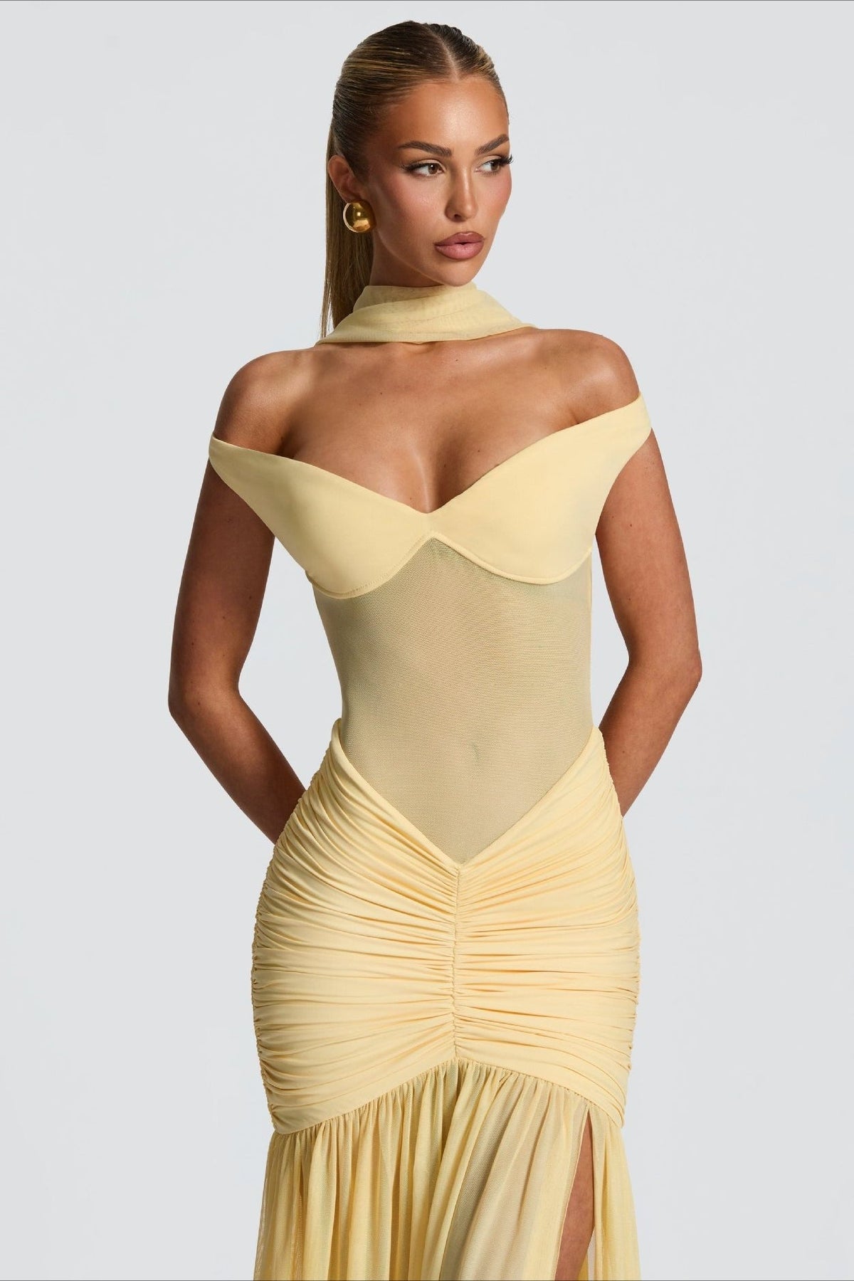 Off Shoulder Spliced Mermaid Slim Fit Prom Dress